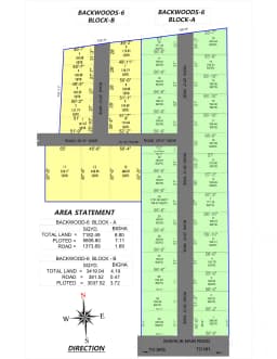 Master plan layout for Backwoods 6 residential plots by Dharatal Greens Pvt Ltd near Behat
